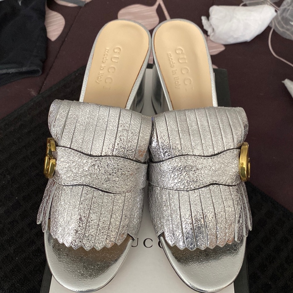 Gorgeous silver designer replica sandals